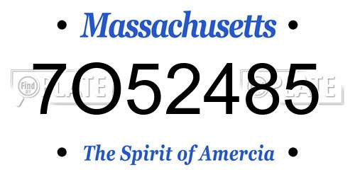 7O52485 Massachusetts License Plate
