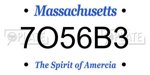 7O56B3 Massachusetts License Plate