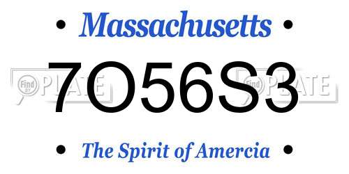 7O56S3 Massachusetts License Plate