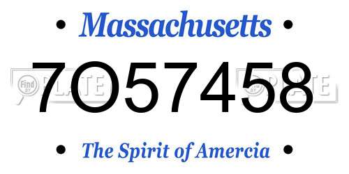 7O57458 Massachusetts License Plate