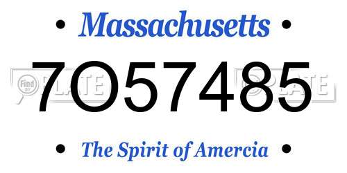 7O57485 Massachusetts License Plate