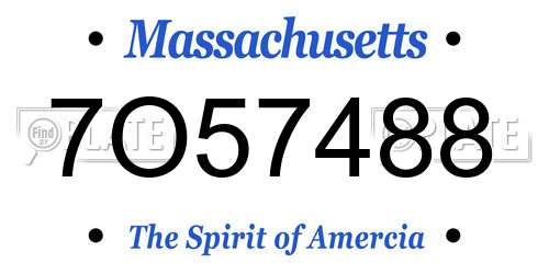 7O57488 Massachusetts License Plate