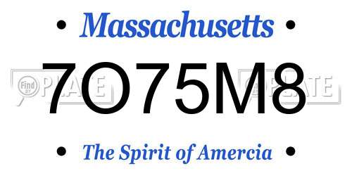7O75M8 Massachusetts License Plate