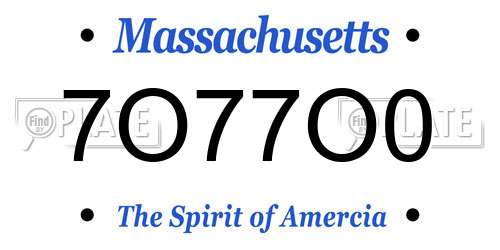 7O77O0 Massachusetts License Plate