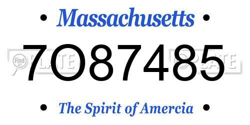 7O87485 Massachusetts License Plate