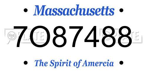 7O87488 Massachusetts License Plate