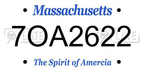 7OA2622 Massachusetts License Plate