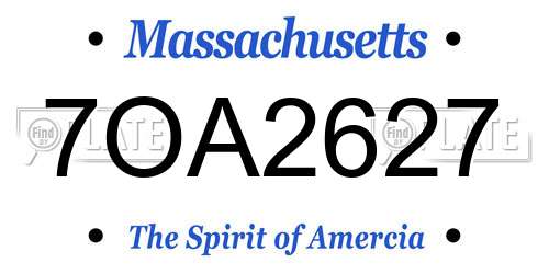 7OA2627 Massachusetts License Plate