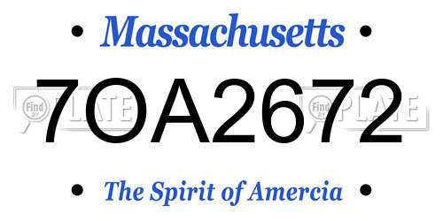 7OA2672 Massachusetts License Plate