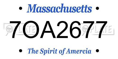 7OA2677 Massachusetts License Plate