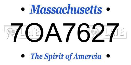 7OA7627 Massachusetts License Plate