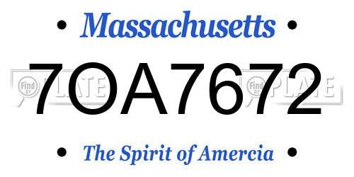 7OA7672 Massachusetts License Plate