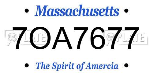 7OA7677 Massachusetts License Plate