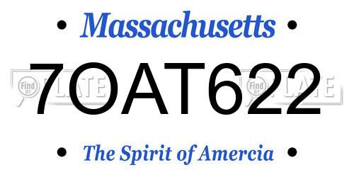 7OAT622 Massachusetts License Plate