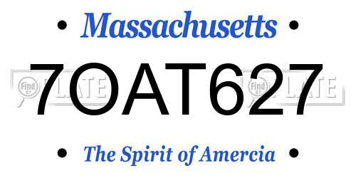 7OAT627 Massachusetts License Plate