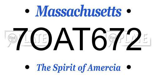 7OAT672 Massachusetts License Plate