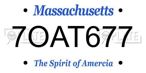 7OAT677 Massachusetts License Plate