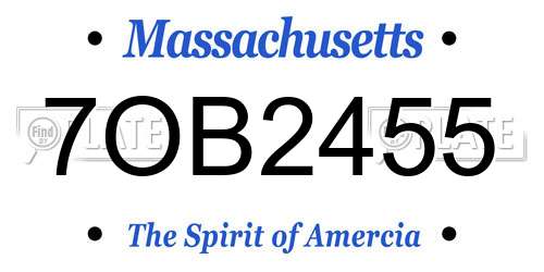 7OB2455 Massachusetts License Plate
