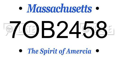 7OB2458 Massachusetts License Plate