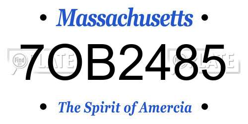 7OB2485 Massachusetts License Plate