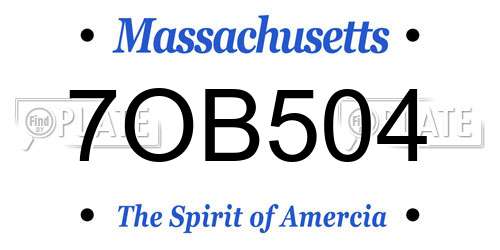7OB504 Massachusetts License Plate