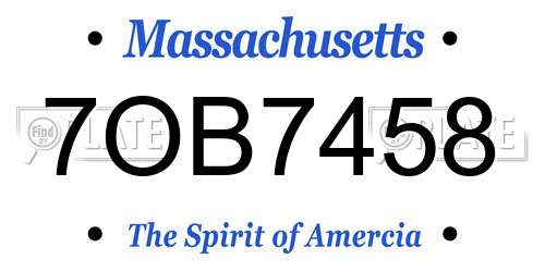 7OB7458 Massachusetts License Plate