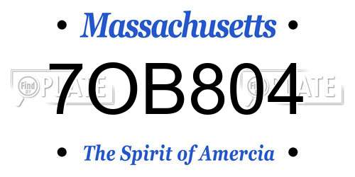 7OB804 Massachusetts License Plate