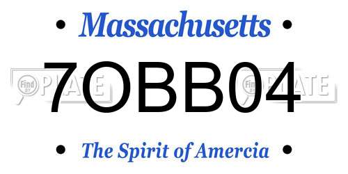 7OBB04 Massachusetts License Plate