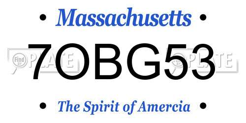 7OBG53 Massachusetts License Plate