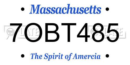 7OBT485 Massachusetts License Plate