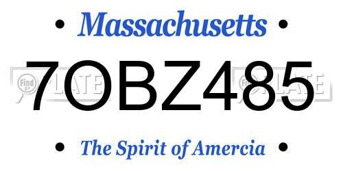 7OBZ485 Massachusetts License Plate