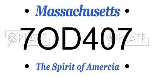 7OD407 Massachusetts License Plate