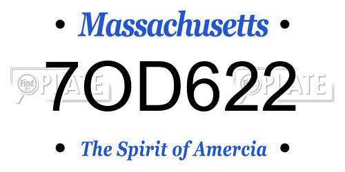 7OD622 Massachusetts License Plate