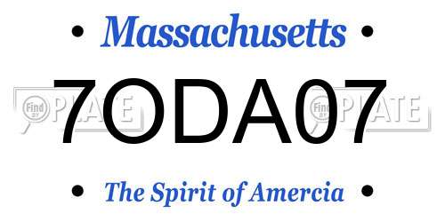 7ODA07 Massachusetts License Plate