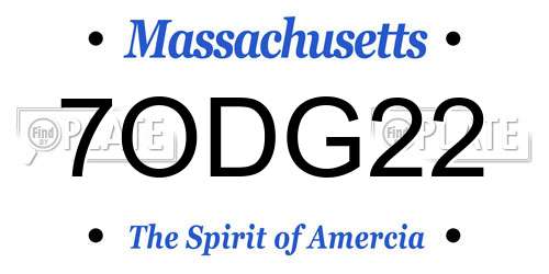 7ODG22 Massachusetts License Plate