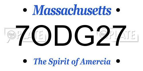 7ODG27 Massachusetts License Plate