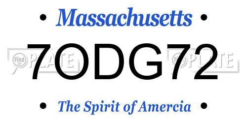 7ODG72 Massachusetts License Plate