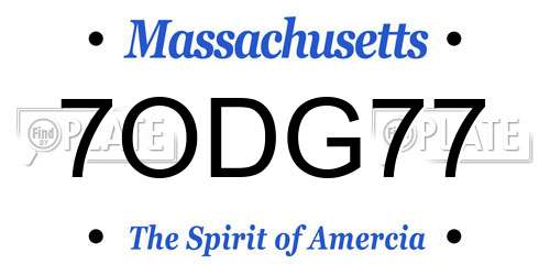 7ODG77 Massachusetts License Plate