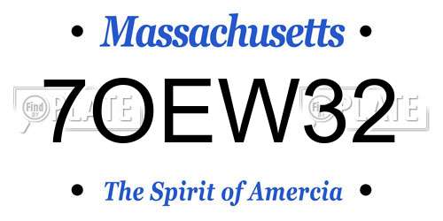 7OEW32 Massachusetts License Plate