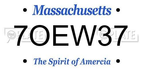 7OEW37 Massachusetts License Plate