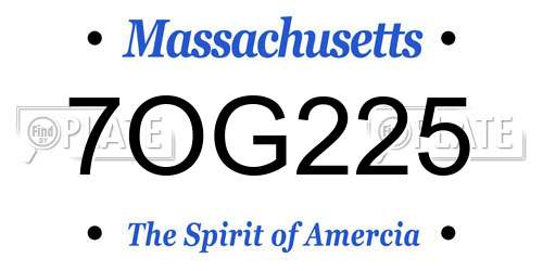 7OG225 Massachusetts License Plate