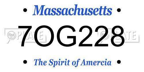 7OG228 Massachusetts License Plate