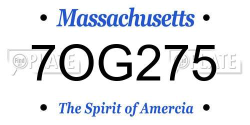 7OG275 Massachusetts License Plate