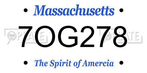 7OG278 Massachusetts License Plate