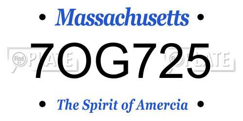 7OG725 Massachusetts License Plate