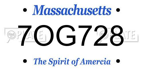 7OG728 Massachusetts License Plate