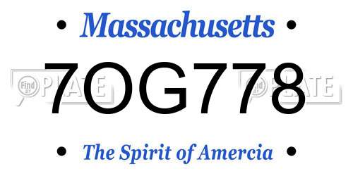 7OG778 Massachusetts License Plate
