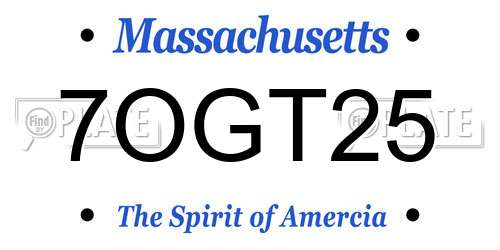 7OGT25 Massachusetts License Plate