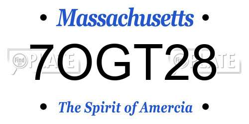 7OGT28 Massachusetts License Plate