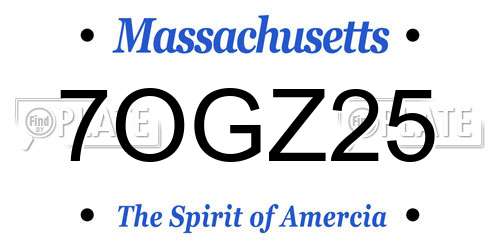 7OGZ25 Massachusetts License Plate
